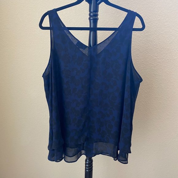 Lane Bryant, Blue and Black Tank Top, Shell, Size 22 - Picture 2 of 8